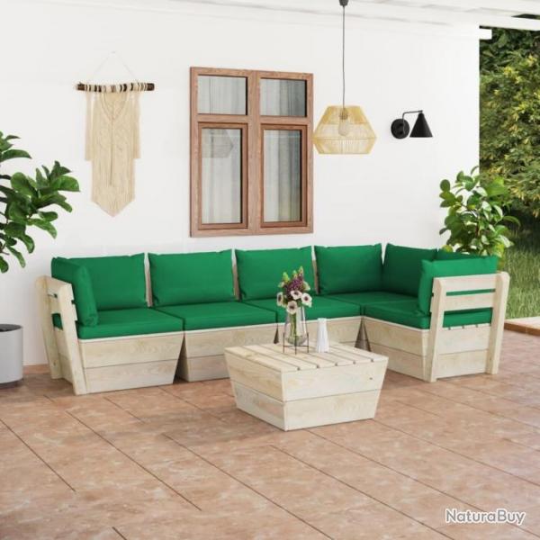 Salon de jardin palette 6 pcs avec coussins pica imprgn