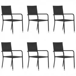 Chaises de salle à manger d extérieur 6 pcs Résine tressée Noir