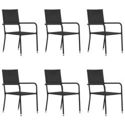 Chaises de salle à manger d extérieur 6 pcs Résine tressée Noir