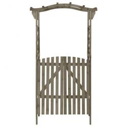 Pergola avec portail 116x40x204 cm Gris Bois de sapin massif