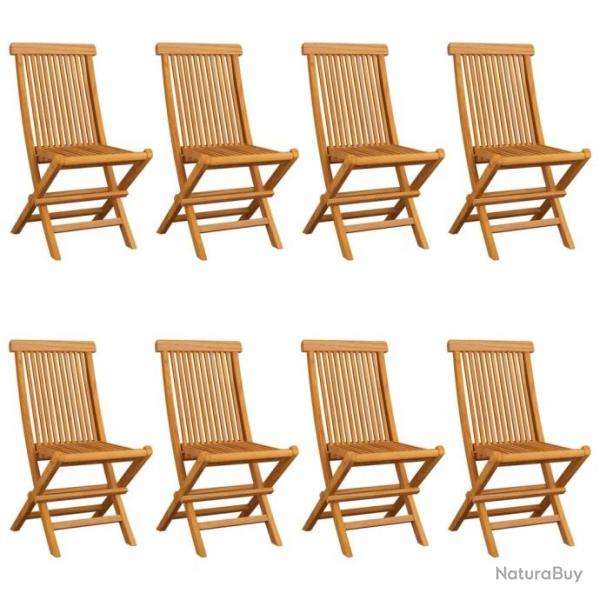 Chaises de jardin avec coussins bleu 8 pcs Bois de teck massif