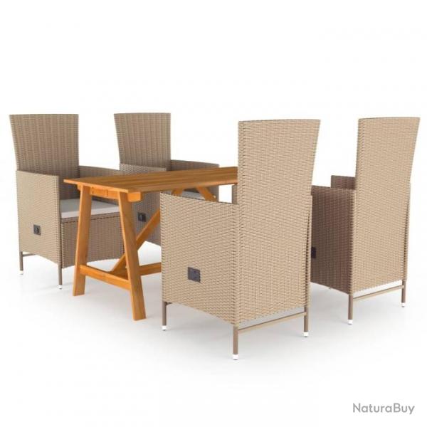 Ensemble de salle  manger de jardin 5 pcs Beige