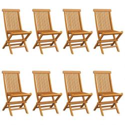 Chaises de jardin avec coussins beige 8 pcs Bois de teck massif
