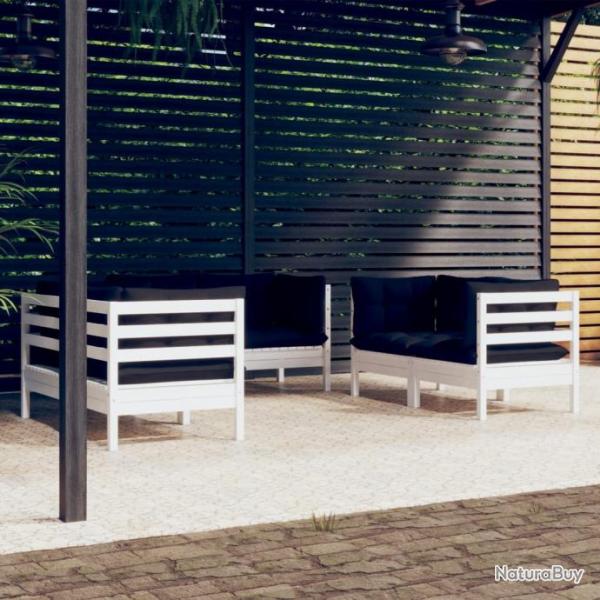 Salon de jardin 6 pcs avec coussins Bois de pin massif