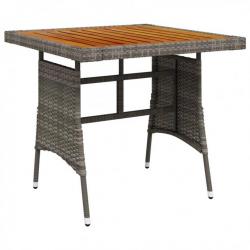 Table de jardin Gris 70x70x72 cm Résine tressée et acacia