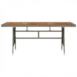 Table de jardin Gris 160x70x72 cm Résine tressée et acacia