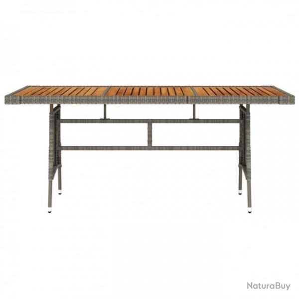 Table de jardin Gris 160x70x72 cm Rsine tresse et acacia
