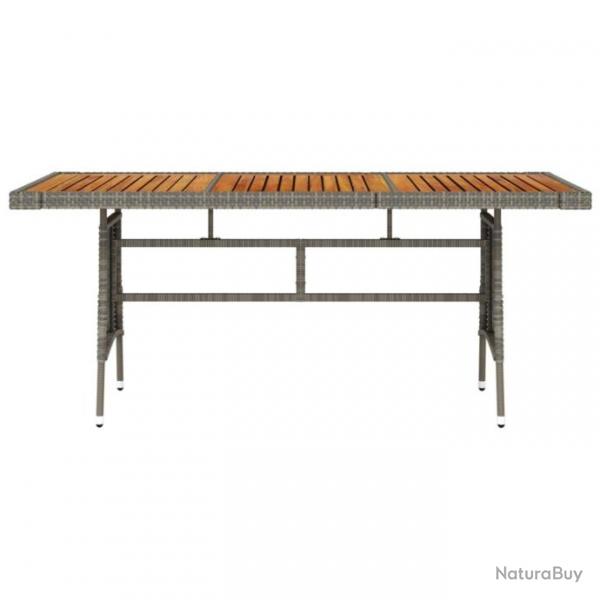 Table de jardin Gris 160x70x72 cm Rsine tresse et acacia