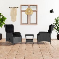 Salon de jardin 3 pcs avec coussins Résine tressée Gris foncé