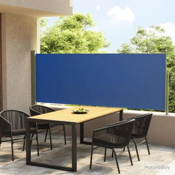 Auvent latral rtractable de patio 117x300 cm Bleu
