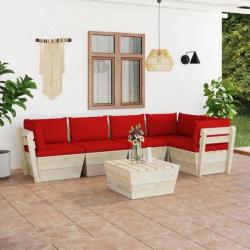 Salon de jardin palette 6 pcs avec coussins Épicéa imprégné