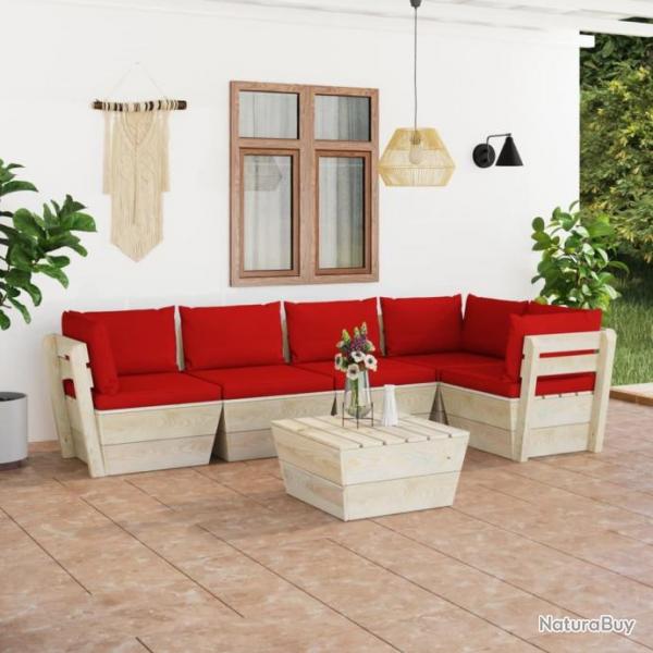 Salon de jardin palette 6 pcs avec coussins pica imprgn