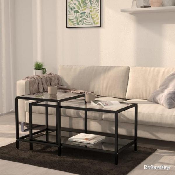 Tables  th 2 pcs Verre tremp Noir