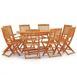 Mobilier à dîner d extérieur pliable 9 pcs Bois d eucalyptus