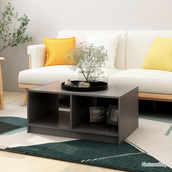 Table basse Gris 75x50x33,5 cm Bois de pin massif