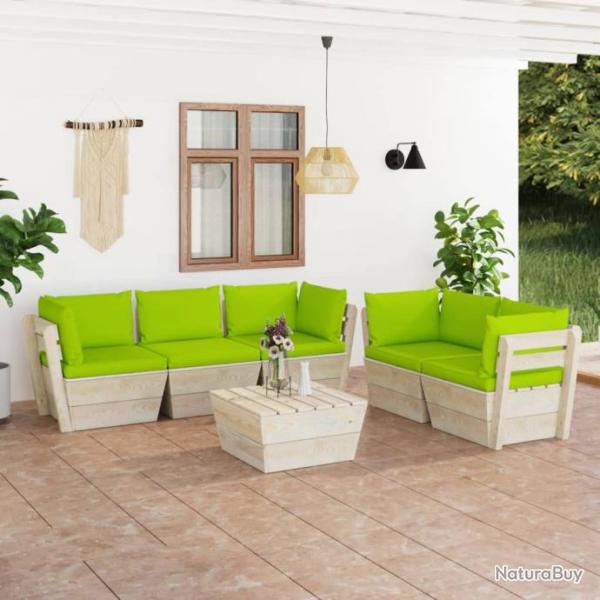 Salon de jardin palette 6 pcs avec coussins pica imprgn