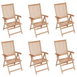 Chaises inclinables de jardin 6 pcs Bois de teck solide