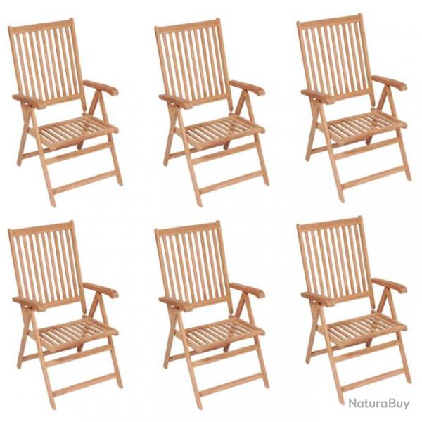 Chaises inclinables de jardin 6 pcs Bois de teck solide