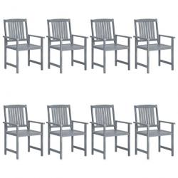 Chaises de jardin 8 pcs Bois d acacia solide Gris