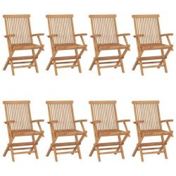 Chaises de jardin avec coussins bordeaux 8 pcs Teck massif