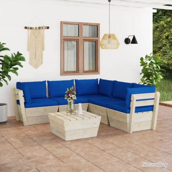 Salon de jardin palette 6 pcs avec coussins pica imprgn