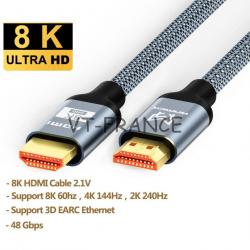 Cable HDMI Pro 2.1 8k 60Hz, Longueur: 1.5m