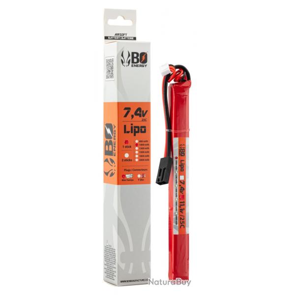 1 stick batterie Lipo 2S 7.4V 1000mAh 25C Mini Tamiya 11x15x170mm