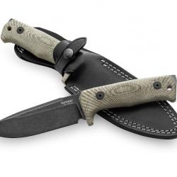 Couteau LionSTEEL T5 Niolox Manche Micarta Lame Acier Niolox Etui Cuir Made Italy LSTT5BCVG