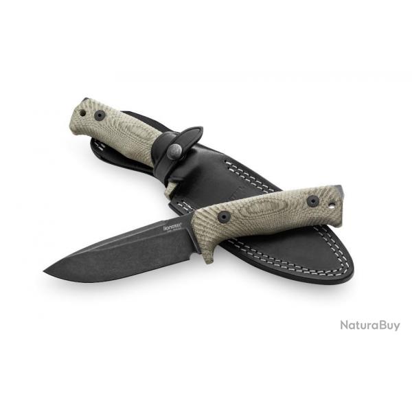 Couteau LionSTEEL T5 Niolox Manche Micarta Lame Acier Niolox Etui Cuir Made Italy LSTT5BCVG