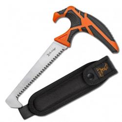 Scie Elk Ridge Trek Saw Lame Acier SK5 Manche FRN Orange Etui Nylon ERTKSAW001
