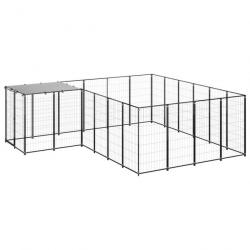 Chenil extérieur cage enclos parc animaux chien 8,47 m² 110 cm acier noir 02_0000559
