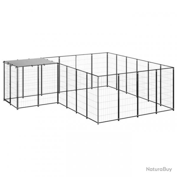 Chenil extrieur cage enclos parc animaux chien 8,47 m 110 cm acier noir 02_0000559