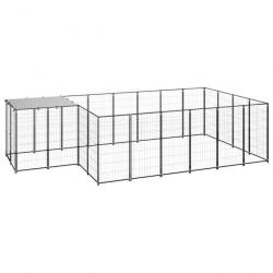 Chenil extérieur cage enclos parc animaux chien 8,47 m² 110 cm acier noir 02_0000558