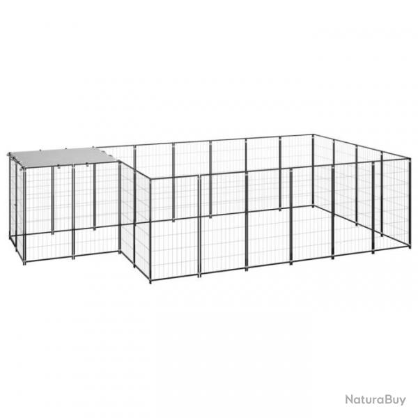 Chenil extrieur cage enclos parc animaux chien 8,47 m 110 cm acier noir 02_0000558