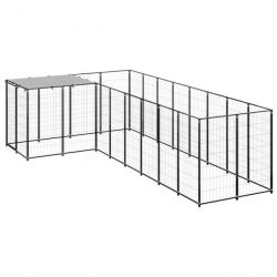 Chenil extérieur cage enclos parc animaux chien 6,05 m² 110 cm acier noir 02_0000548