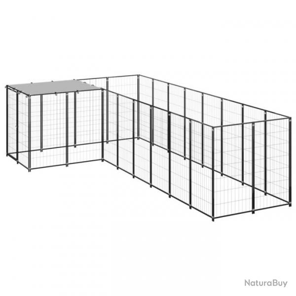 Chenil extrieur cage enclos parc animaux chien 6,05 m 110 cm acier noir 02_0000548