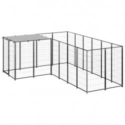 Chenil extérieur cage enclos parc animaux chien 4,84 m²110 cm acier noir 02_0000533