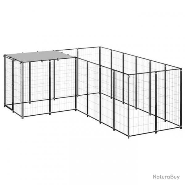 Chenil extrieur cage enclos parc animaux chien 4,84 m110 cm acier noir 02_0000533