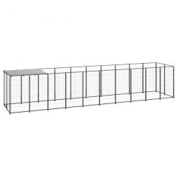 Chenil extérieur cage enclos parc animaux chien 6,05 m² 110 cm acier noir 02_0000546