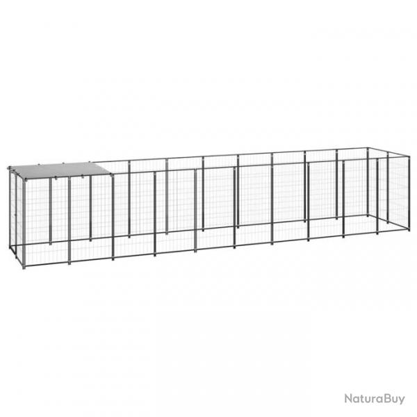 Chenil extrieur cage enclos parc animaux chien 6,05 m 110 cm acier noir 02_0000546