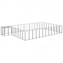 Chenil extérieur cage enclos parc animaux chien 30,25 m² 110 cm acier noir 02_0000522
