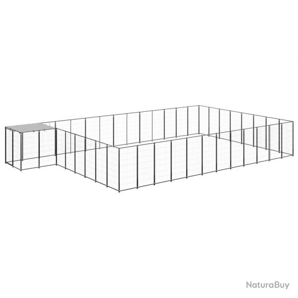 Chenil extrieur cage enclos parc animaux chien 30,25 m 110 cm acier noir 02_0000522