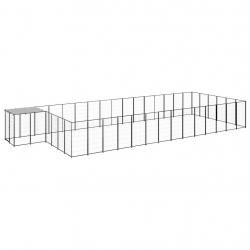 Chenil extérieur cage enclos parc animaux chien 26,62 m² 110 cm acier noir 02_0000516