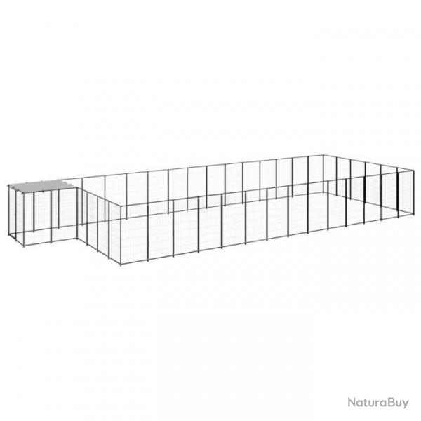 Chenil extrieur cage enclos parc animaux chien 26,62 m 110 cm acier noir 02_0000516