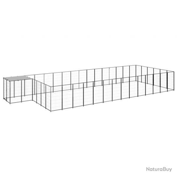 Chenil extrieur cage enclos parc animaux chien 26,62 m 110 cm acier noir 02_0000516