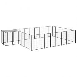 Chenil extérieur cage enclos parc animaux chien 15,73 m² 110 cm acier noir 02_0000497