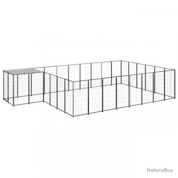 Chenil extrieur cage enclos parc animaux chien 15,73 m 110 cm acier noir 02_0000497