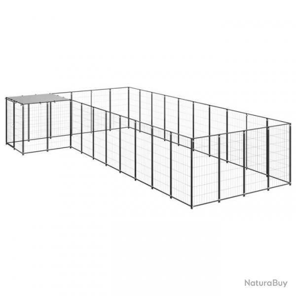 Chenil extrieur cage enclos parc animaux chien 13,31 m 110 cm acier noir 02_0000494