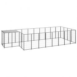 Chenil extérieur cage enclos parc animaux chien 10,89 m² 110 cm acier noir 02_0000486