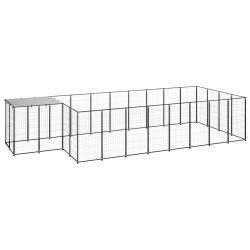 Chenil extérieur cage enclos parc animaux chien 10,89 m² 110 cm acier noir 02_0000486
